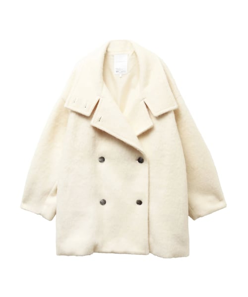 ELENDEEK（エレンディーク）の「STAND COLLAR SHORT CT（チェスターコート・レディース・オフホワイト/グレー/ミックス・01/02/F）」の2枚目の写真