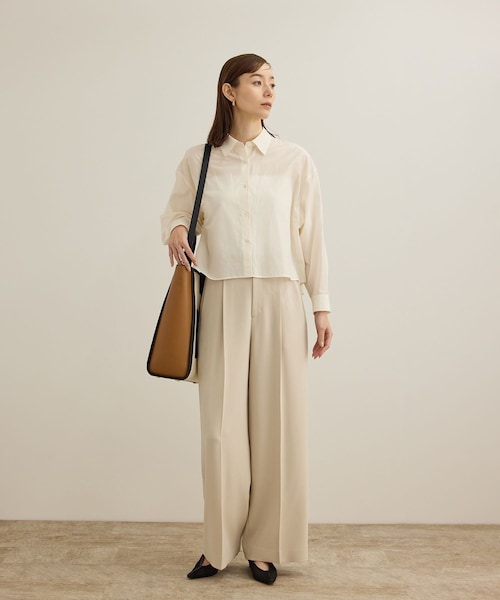 ROPE'（ロペ）の「【洗える】コットンシアークロップドシャツブラウス（シャツ/ブラウス・レディース・ブラック/ホワイト/ブルー系・36/38）」の16枚目の写真