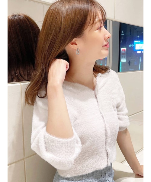 MERCURYDUO（マーキュリーデュオ）の「ミニシャギーコンパクトニットカーディガン（カーディガン/ボレロ・レディース・ミントグリーン/ブラウン/ブルー/アイボリー/ラベンダー・F）」の7枚目の写真