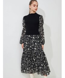 MERCURYDUO | フラワードッキングティアードニットワンピース(ワンピース)