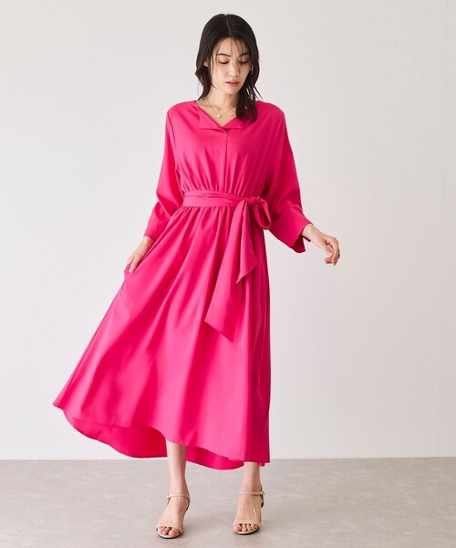 Jayro（ジャイロ）の「ウエストギャザーワンピース（ワンピース・レディース・グリーン/ネイビー/ブルー/ローズピンク・F）」の4枚目の写真