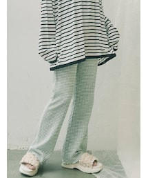 merry jenny | ギャザーギンガムフレアパンツ(その他パンツ)