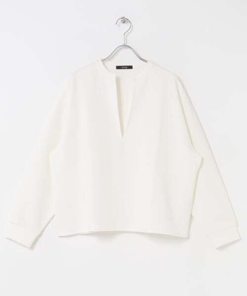 URBAN RESEARCH ROSSO（アーバンリサーチロッソ）の「Vネックジョーゼットプルオーバー（Tシャツ/カットソー・レディース・WHITE/BLACK・FREE）」の9枚目の写真