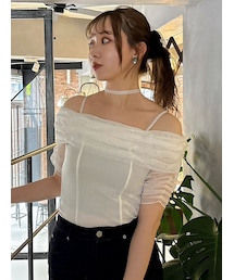 dazzlin | シアーオフショルダートップス(Tシャツ/カットソー)