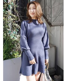 MERCURYDUO | ボリュームスリーブセミフレアミニワンピース(ワンピース)