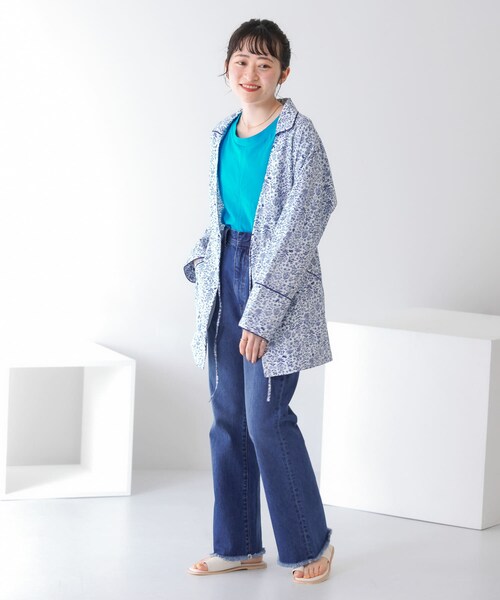 KBF（ケイビーエフ）の「ドロストプリントガウン（テーラードジャケット・レディース・BLUE/BEIGE/NAVY・one）」の20枚目の写真