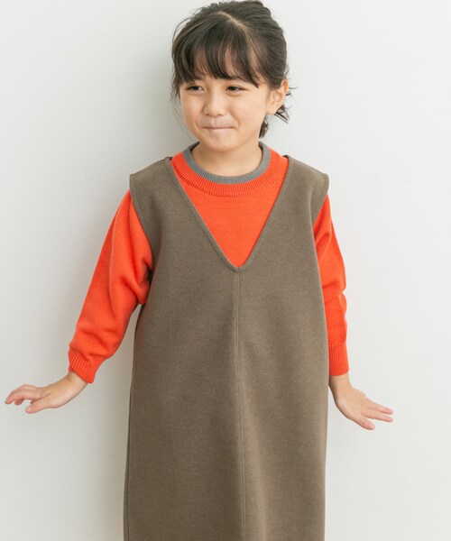 URBAN RESEARCH DOORS（アーバンリサーチドアーズ）の「ウーステッドヤーン配色ニット(KIDS)（ニット/セーター・キッズ・OFF×NAVY/ORANGE・105/120/135）」の15枚目の写真
