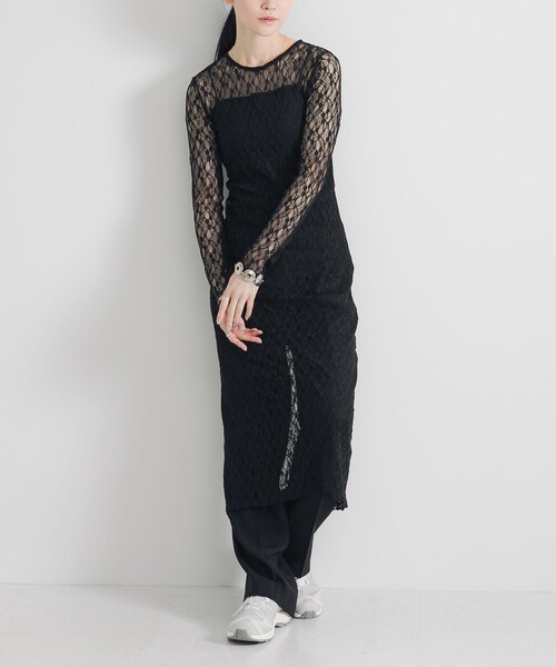 URBAN RESEARCH（アーバンリサーチ）の「ストレッチレースカットワンピース（ワンピース・レディース・OFF/BLACK・FREE）」の3枚目の写真