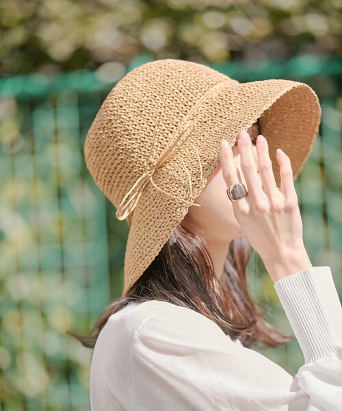 VIS(ビス)の「ナチュラル雑材ハット(ハット・レディース・ダークブラウン/ベージュ/ベージュ系・F)」の4枚目の写真