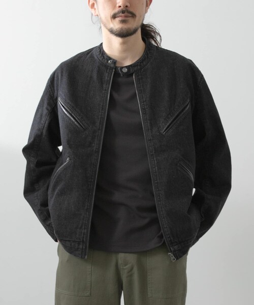 ITEMS URBANRESEARCH（アイテムズ アーバンリサーチ）の「Denim Single Riders Jacket（デニムジャケット・メンズ・O.WSH/BLK・M/L）」の7枚目の写真