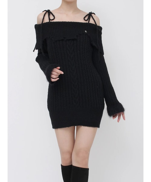 EATME(イートミー)の「ヘムシャギーオフショルニットワンピース EATME(イートミー)の「ヘムシャギーオフショルニットワンピース
