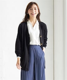 nissen | ＜大きいサイズ＞綿混Ｖネックロング丈ゆるニットカーディガン（毛玉防止・ハンガー干し可能）(カーディガン/ボレロ)
