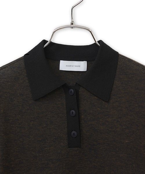 ADAM ET ROPE'(アダムエロペ)の「【定番】ラミーニットポロシャツ(ポロシャツ・レディース・キナリ/ダークブラウン系/サックス・F)」の19枚目の写真