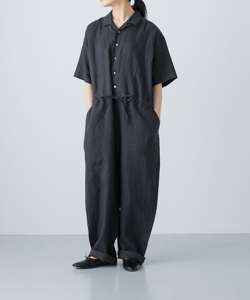 かぐれ（カグレ）の「リネンハーフスリーブオールインワン（サロペット/オーバーオール・レディース・BLACK/GREGE/CHARCOAL・FREE）」の21枚目の写真