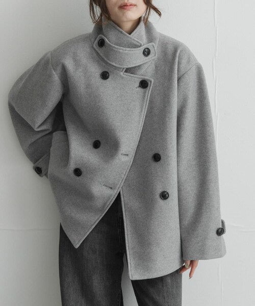 URBAN RESEARCH Sonny Label（アーバンリサーチサニーレーベル）の「メルトンジャージースタンドカラーコート（テーラードジャケット・レディース・L.グレー/チャコールグレー/モカ・Free）」の14枚目の写真