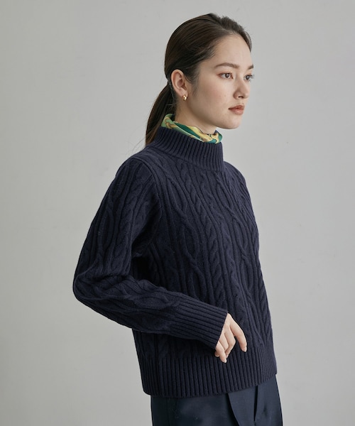 ROPE'(ロペ)の「【一部店舗限定】カシミヤブレンド ケーブルビルドネックニットプルオーバー(ニット/セーター・レディース・オフホワイト/ネイビー系・F)」の21枚目の写真