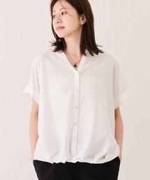 裾タック半袖ブラウス