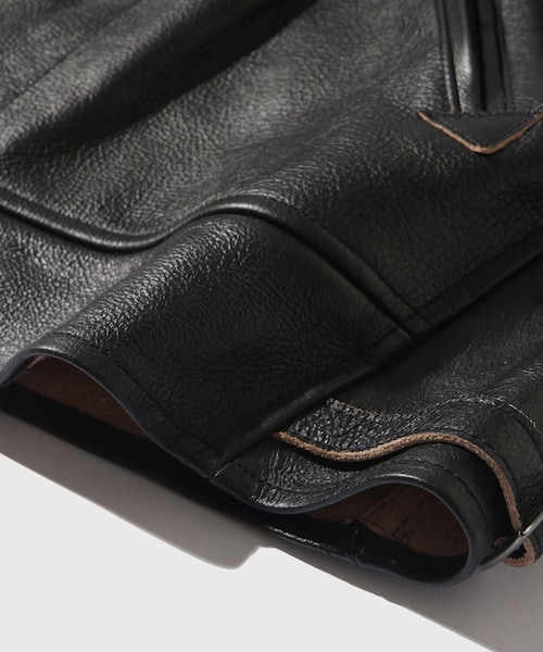 ADAM ET ROPE'（アダムエロペ）の「【Mister Freedom/ミスターフリーダム】CAMPUS STUD JACKET COWHIDE LEATHER（ライダースジャケット・メンズ・ブラック・40/42）」の16枚目の写真