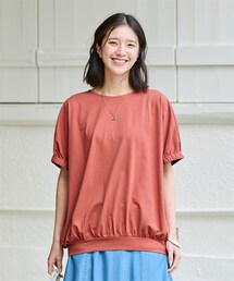 nissen | 大きいサイズ ひんやりUSAコットン１００％ゆるシルエットドルマンプルオーバー（接触冷感・毛玉防止・UVカット）(Tシャツ/カットソー)