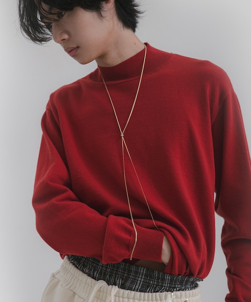 SENSE OF PLACE by URBAN RESEARCH（センスオブプレイスバイアーバンリサーチ）の「『一部WEB限定カラー』『洗濯可/毛玉防止』ストレッチモックネックニット（ニット/セーター・メンズ・IVORY/BLACK/NAVY/RED/BROWN/CHARCOAL/BEIGE/MINT/MUSTARD・M/L）」の9枚目の写真