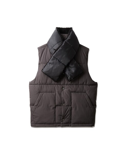 nissen（ニッセン）の「防風・はっ水・吸湿発熱中綿入ベスト（ネックウォーマー付）（ベスト・メンズ・チャコール/黒・M/L/LL/3L/4L/5L/6L/8L/10L）」の12枚目の写真
