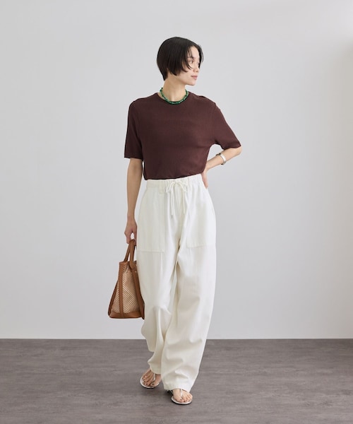 ADAM ET ROPE'(アダムエロペ)の「ドライコットンルーズベイカーパンツ(その他パンツ・レディース・チャコール/オフホワイト/ベージュ・M/S)」の12枚目の写真