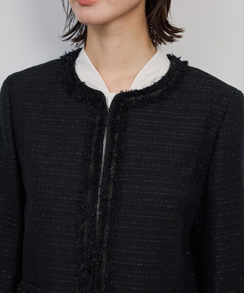 ROPE'(ロペ)の「ミックスツイードノーカラージャケット/セットアップ対応・25AW(ノーカラージャケット・レディース・ネイビー・36/38/40)」の17枚目の写真