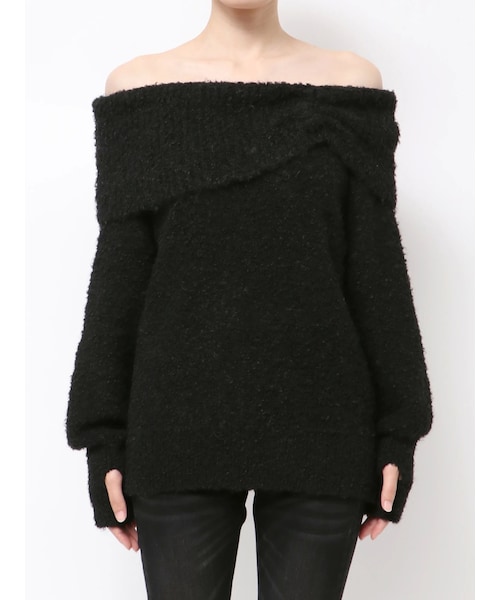 EMODA（エモダ）の「TUCK OFF SHOULDER KNIT（ニット/セーター・レディース・アイボリー/グレー/ブラック・F）」の15枚目の写真