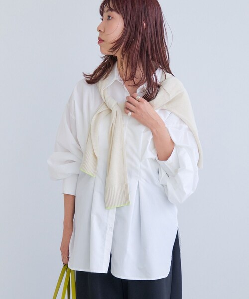 VIS（ビス）の「【WEB限定】ウエストタックシャツ（シャツ/ブラウス・レディース・ホワイト/ブルー系/ピンク/イエロー・F）」の13枚目の写真