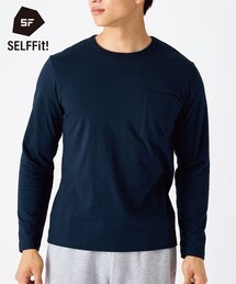 nissen | 綿１００％ポケット付クルーネック長袖Tシャツ【３L以上お腹ゆったり】(Tシャツ/カットソー)