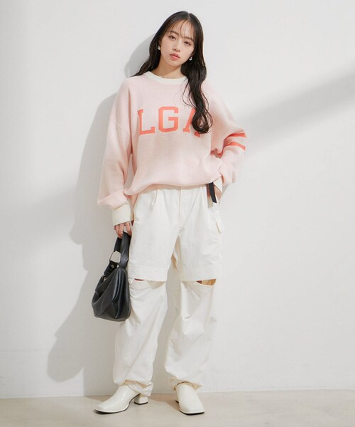 VIS（ビス）の「【洗える】ベルト付ナイロンカーゴパンツ（カーゴパンツ・レディース・キナリ/ブラック/オレンジ系・M/S）」の20枚目の写真