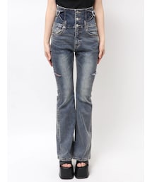 EMODA | HIGH CUT H/W FLARE PAGGINGS(デニムパンツ)