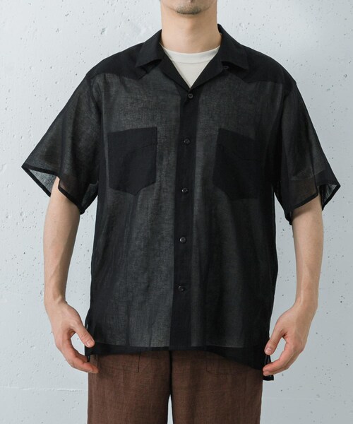 URBAN RESEARCH（アーバンリサーチ）の「YLEVE　C/R VOILE HAND STITCH SHIRTS（シャツ/ブラウス・メンズ・010 BLACK/030 IVORY・4/5）」の8枚目の写真