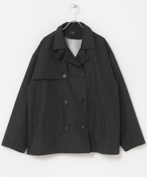 ITEMS URBANRESEARCH(アイテムズ アーバンリサーチ)の「撥水×防風 3Layerショートトレンチ(ステンカラーコート・メンズ・BLACK/DARK BEIGE・M/L)」の1枚目の写真