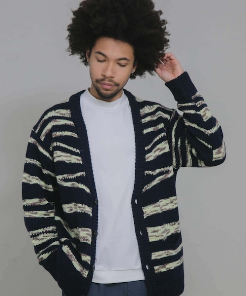 URBAN RESEARCH Sonny Label（アーバンリサーチサニーレーベル）の「ウール混スペースダイニットカーディガン（カーディガン/ボレロ・メンズ・ブラック/ネイビー/ベージュ・M/L）」の3枚目の写真