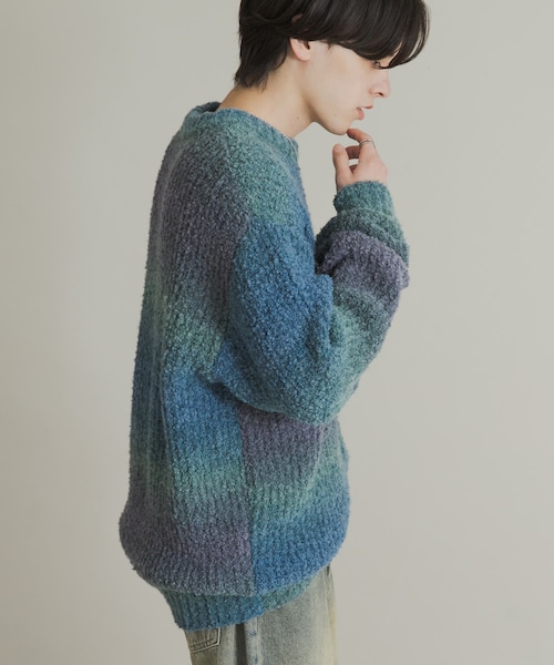 SENSE OF PLACE by URBAN RESEARCH（センスオブプレイスバイアーバンリサーチ）の「『ユニセックス』ブークレグラデーションニット（ニット/セーター・メンズ・L.GRAY/CHARCOAL/BLUE/ORANGE/YELLOW/BROWN・M/L）」の21枚目の写真