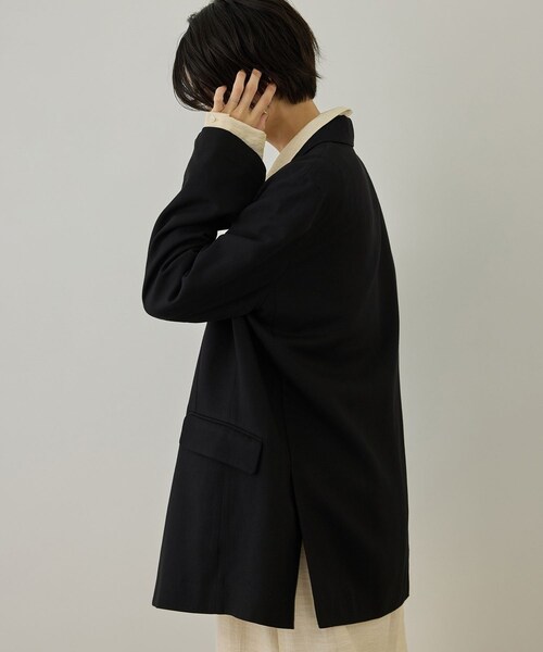 ADAM ET ROPE'(アダムエロペ)の「ビスコースウールエフォートレスジャケット / セットアップ対応(テーラードジャケット・レディース・ブラック/ブラウン・F)」の10枚目の写真