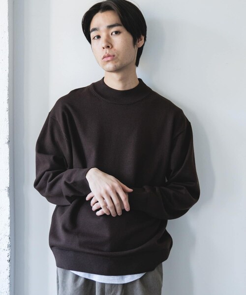 URBAN RESEARCH DOORS（アーバンリサーチドアーズ）の「『仁村紗和さん着用』『UR TECH 200日ニット』 モックネック（ニット/セーター・メンズ・OFF/APRICOT/C.NAVY/BLACK/BROWN・M/L/XL）」の3枚目の写真