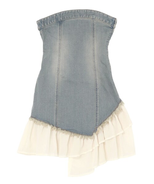 EVRIS（エヴリス）の「フリルドッキングデニムベアミニワンピース（ワンピース・レディース・アイスブルー/インディゴ・S/M）」の9枚目の写真