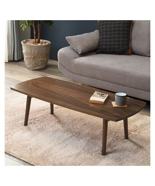 nissen（ニッセン）の「木目が美しい天然木突板の折りたたみテーブル（スクエア）（家具・メンズ・ナチュラル/ブラウン・1=幅95cm/2=幅110cm）」の2枚目の写真