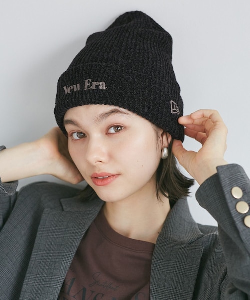 ROPE' PICNIC（ロペピクニック）の「【NEW ERA(R)/ニューエラ別注】MOLE YARN KNIT BEANIE（ニットキャップ/ビーニー・レディース・ブラック/オフホワイト/ラベンダー系・F）」の3枚目の写真