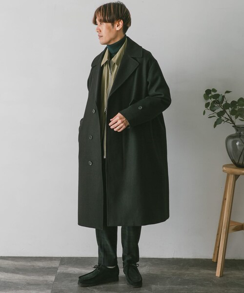 URBAN RESEARCH DOORS(アーバンリサーチドアーズ)の「JAPAN FABRICオーバーチェスターコート(チェスターコート・メンズ・GREEN/GREIGE/BROWN/D.NAVY/BLACK・M/L/XL)」の18枚目の写真