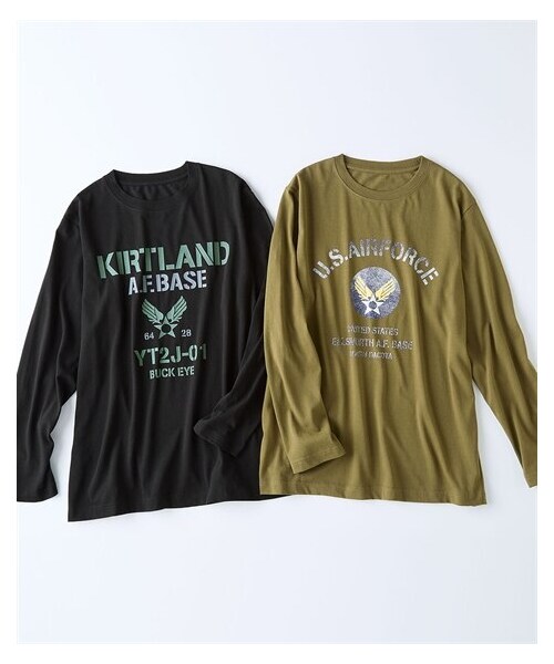 nissen（ニッセン）の「プリント長袖Tシャツ２枚組（ミリタリー柄）【大きいサイズ有】（Tシャツ/カットソー・メンズ・カーキ+黒・M/L/LL/3L/4L/5L/6L/8L/10L）」の8枚目の写真