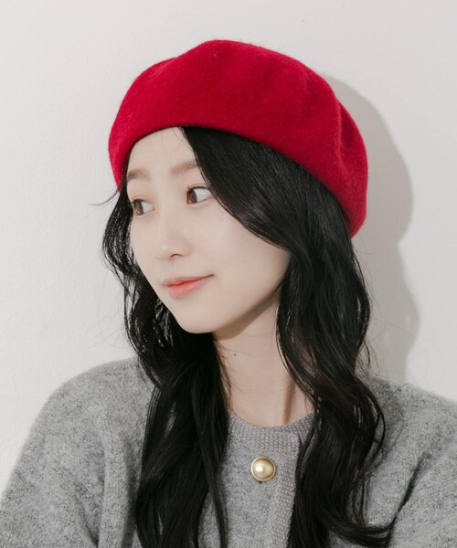 SMELLY（スメリー）の「シンプルバスクベレー（ハンチング/ベレー帽・レディース・IVO/GRY/BLK/RED・-）」の4枚目の写真