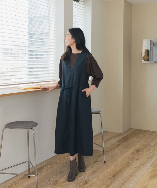 URBAN RESEARCH DOORS(アーバンリサーチドアーズ)の「『UR TECH』ツイルフレアジャンパースカート(ジャンパースカート・レディース・NAVY/GLEN CHECK・Free)」の10枚目の写真