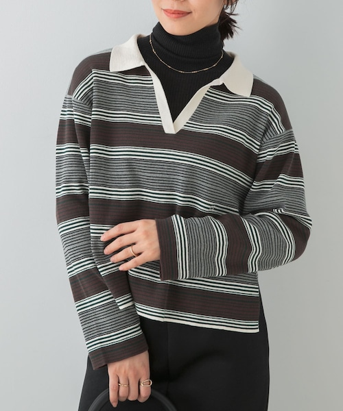 URBAN RESEARCH ROSSO（アーバンリサーチロッソ）の「F by ROSSO　ラガーニットプルオーバー（ニット/セーター・レディース・GRAY BD/NAVY BD/BLACK・Free）」の3枚目の写真