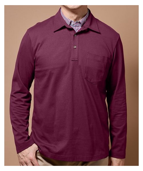 nissen（ニッセン）の「綿１００％2枚衿重ね着風長袖ポロシャツ【大きいサイズ有】　（消臭テープ付）（ポロシャツ・メンズ・エンジ系/ブルー系/ネイビー系・M/L/LL/3L/4L/5L/6L/8L/10L）」の3枚目の写真