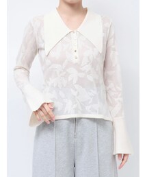 LAGUNAMOON | シアージャガードビッグカラーニットプルオーバー(ニット/セーター)