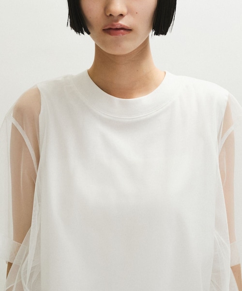 ADAM ET ROPE'(アダムエロペ)の「【WEB限定】・【サステナブル】・【定番】ギャザーチュールトップス(Tシャツ/カットソー・レディース・ブラック/ホワイト/ダークブラウン・F)」の19枚目の写真