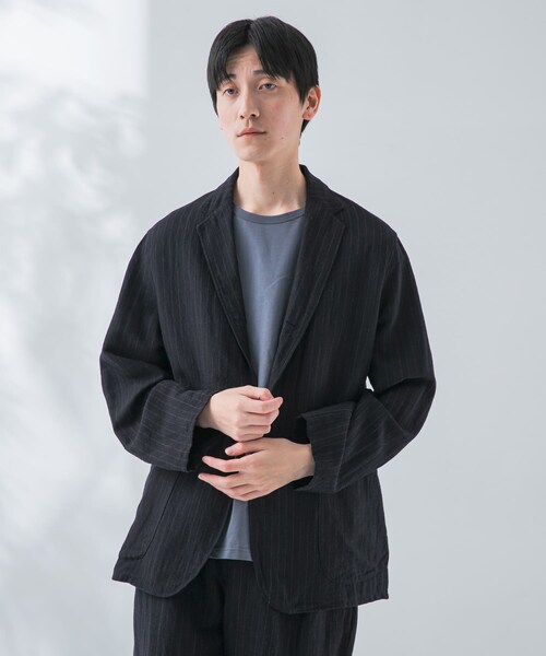 URBAN RESEARCH（アーバンリサーチ）の「『セットアップ対応』new basic Wool/Linen jacket（テーラードジャケット・メンズ・NAVY ST/CHARCOAL・M/L/XL）」の14枚目の写真